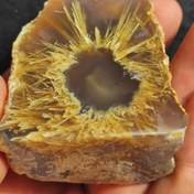 تصویر سنگ راف عقیق روتایل خورشیدی کلکسیونی طبیعی و معدنی 