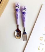 تصویر قاشق و چنگال کودک - بنفش 