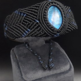 تصویر دستبند میکرومکرمه سنگ لابرادوریت 