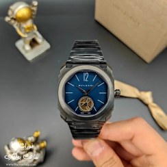 تصویر ساعت بولگاری توربیلون مشکی صفحه آبی BULGARI OCTO FINISSIMO Tourbillon بولگاری ( Bvlgari )