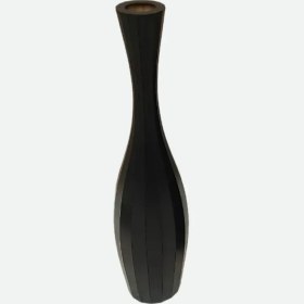 تصویر گلدان کنار سالنی چوبی مشکی 