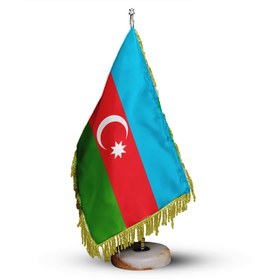 تصویر پرچم و نشان رومیزی کشور آذربایجان مجموعه دو عددی - بدون ریشه Table flag "Azerbaijan"