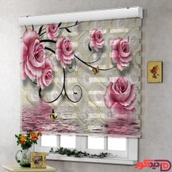 تصویر پرده زبرا تصویری گل رز سرخابی کد 3DF-100 