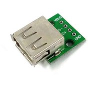 تصویر برد تبدیل یو اس بی 2( USB2.0) به DIP مادگی(برک اوت) USB 2.0 Socket Type A Female USB To DIP 2.54MM PCB USB Breakout Board Pitch Adapter Converter Connector 4 Pin