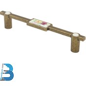 تصویر دستگیره کابینتی سرامیکی دو پیچ کلاسیک آبکاری برنج - 192 / پتینه برنج Zamak+ceramic Cabinet handle brass plating