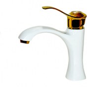 تصویر شیر روشویی مدل کسری سفید طلایی (5 سال گارانتی) 