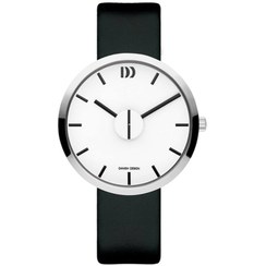 تصویر ساعت مچی مردانه بند چرم مشکی صفحه سفید مدل 121198 دنیش دیزاین | Danish Design 