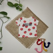 تصویر تیشرت نوزادی دخترانه آستین کوتاه برند lupilu طرح گوجه دکمه دار سفید رنگ 