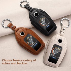 تصویر vol TTQK Smart Key Case Keychain Stylish leather material Shell Cover Compatible with BMW 1 3 4 5 6 7 Series X3 X4 X6 X7 M5 M6 GT3 GT5 I8 M seriesCar Key Cover Black - ارسال 15 الی 20 روز کاری 