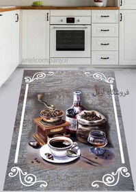 تصویر فرشینه آشپزخانه با طرح قهوه وینتیج 