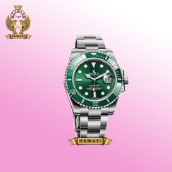 تصویر ساعت مچی رولکس مردانه ساب مارینر صفحه سبز ROLEX SUBMARINER SILVER 14980 