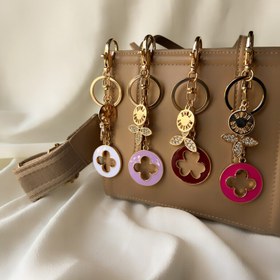 تصویر جاکلیدی و آویز کیف طرح گل نگین دار مدل 32 