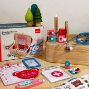 تصویر ست پزشکی چوبی با باکس چوبی 