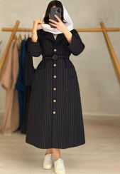 تصویر مانتو بلند آسو سایز فری شانتون رنگ مشکی و نسکافه ای 