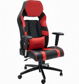 تصویر صندلی گیمینگ طرح razer مدل لوکس - سفید مشکی razer