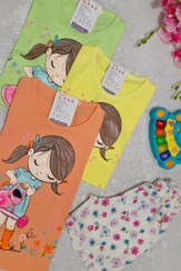 تصویر تیشرت طرح دختر آب پاش با شلوارک گل گلی 