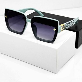 تصویر عینک آفتابی زنانه فریم سبزآبی طرح LV | استایل خاص و لاکچری 2025 