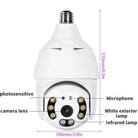 تصویر دوربین مخفی لامپی وایفای J8 ، تعقیب سوژه و متصل به موبایل 