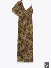 تصویر پیراهن یقه‌دار آستین نامتقارن با چین از برند زارا (زنانه) 