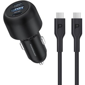 تصویر شارژر فندکی پاورولوجی مدل PCCSR007-C به همراه کابل تایپ سی Powerology PCCSR007-C car charger with type-c cable