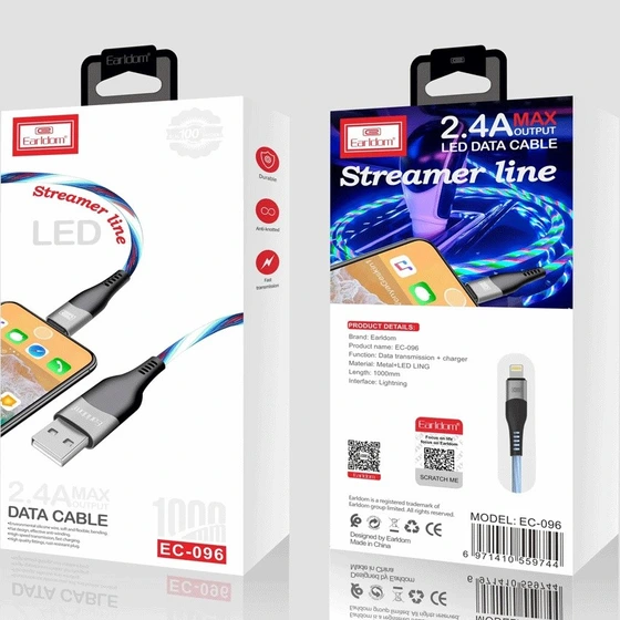 خرید و قیمت کابل LED تبدیل USB به Micro USB ارلدام مدل EC-096 طول 1 متر ...