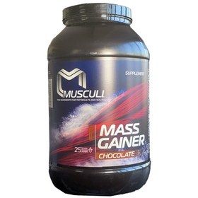 تصویر پودر مس گینر شکلاتی ماسکالی 2500 گرم Mass gainer chocolate musculi powder 2500 g