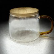 تصویر ماگ پیرکس دسته عسلی کدMA42 Pyrex mug with honey handle code MA42