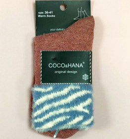 تصویر جوراب زنانه خزدار گرم COCO&HANA - زرشکی 