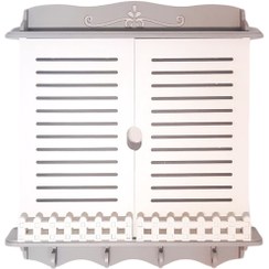 تصویر شلف و باکس مخفی فیوز ورتا دارای 8 قلاب آویز و دو طاقچه – طوسی 