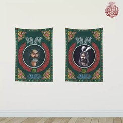 تصویر پک دو عددی کتیبه مخمل شمایل امام حسین ع و حضرت ابالفضل ع 