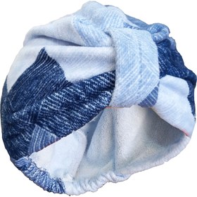 تصویر کلاه حوله ای طرح سورن آبی 