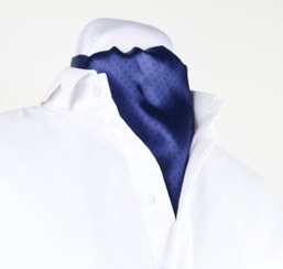 تصویر دستمال گردن کلاسیک مجلسی مردانه خالدار رنگ آبی کاربنی با خال های قهوه ای - آبی ا Ascot Ascot