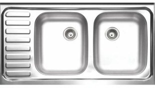 تصویر سینک ظرفشویی روکار نگین الماس مدل SA28 با ۲ لگن استیل 