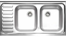 تصویر سینک ظرفشویی روکار نگین الماس مدل SA28 با ۲ لگن استیل 