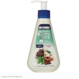 تصویر خمیر دندان پمپی میسویک مدل Herbal بدون فلوراید گیاهی ۱۸۵ میل Misswake Toothpaste Pump Herbal 185ml