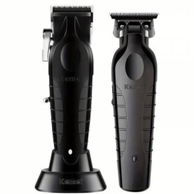 تصویر ست ماشین اصلاح کیمی مدل KM-2296 و KM-2299 با تیغه استیل ضد زنگ و برش مستقیم 