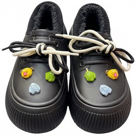 تصویر کراکس زنانه تو کرکی مشکی وارداتی کفی حوله ای ZIZHEN 