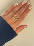 تصویر انگشتر جواهری زنانه نگین کاری طرح تیفانی فری سایز freesize رنگ ثابت طلایی و نقره ای 