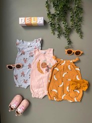 تصویر سرهمی دخترانه گلگلی طوسی سایز ۶ تا ۱۸ ماه 