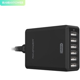 تصویر شارژر 6 پورت 60 وات راوپاور RP-PC028 Ravpower RP-PC028 6Port 60W USB Adaptor Charger