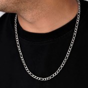 تصویر زنجیر فیگارو 5 میل سفید استیل 