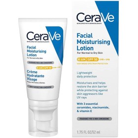 تصویر لوسیون مرطوب کننده صورت CeraVe AM SPF 25 حجم 92 میل CeraVe AM Facial Moisturising Lotion SPF 25 for Normal to Dry Skin 92ml NEW