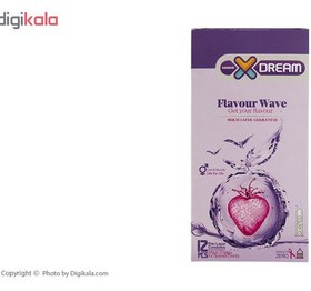 تصویر کاندوم ایکس دریم مدل میوه ای Flavour Wave بسته 12 عددی Xdream Flavour Wave condom 12 pcs