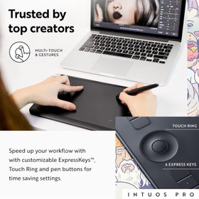 تصویر Wacom PTH460K0A Intuos Pro Digital Graphic Drawing Tablet for Mac or PC Small New Model - ارسال 15 الی 20 روز کاری 