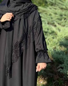 تصویر مانتو عبایی مشکی 