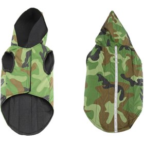 تصویر بارانی ارتشی برای سگ و گربه - سایز 3 Army Raincoat for Dogs and Cats