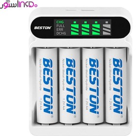 تصویر شارژر باتری بستون 4 تایی LED مدل Beston BST-C9023 Beston standard quad wall charger BST-C9023