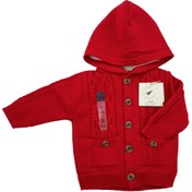 تصویر ژاكت نوزادی بافت کلاهدار مارپیچ مینل Minel Minel spiral hooded knitted baby jacket code:126