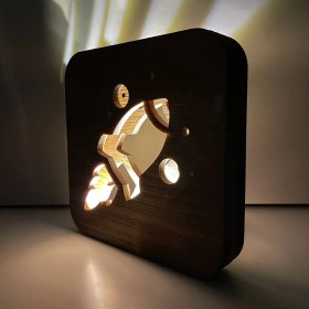 تصویر چراغ خواب چوبی فضایی ژیوار کد ۱۰۰۱ Space wooden night light code ZH-1001