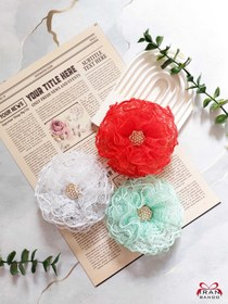 تصویر گیره مو گل توری یلدایی - مشکی 